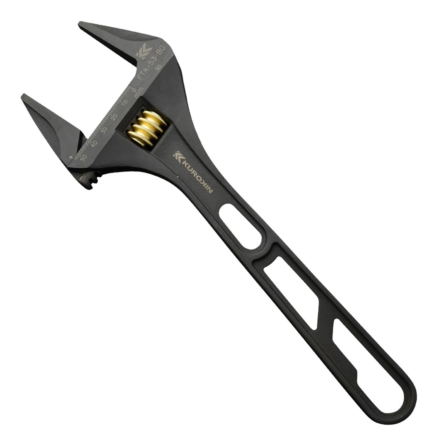 

Fujiya Light Black and Total Length Maximum Opening Monkey, Non-serrated, Gold, 303mm, 53mm, FTA-53-BG