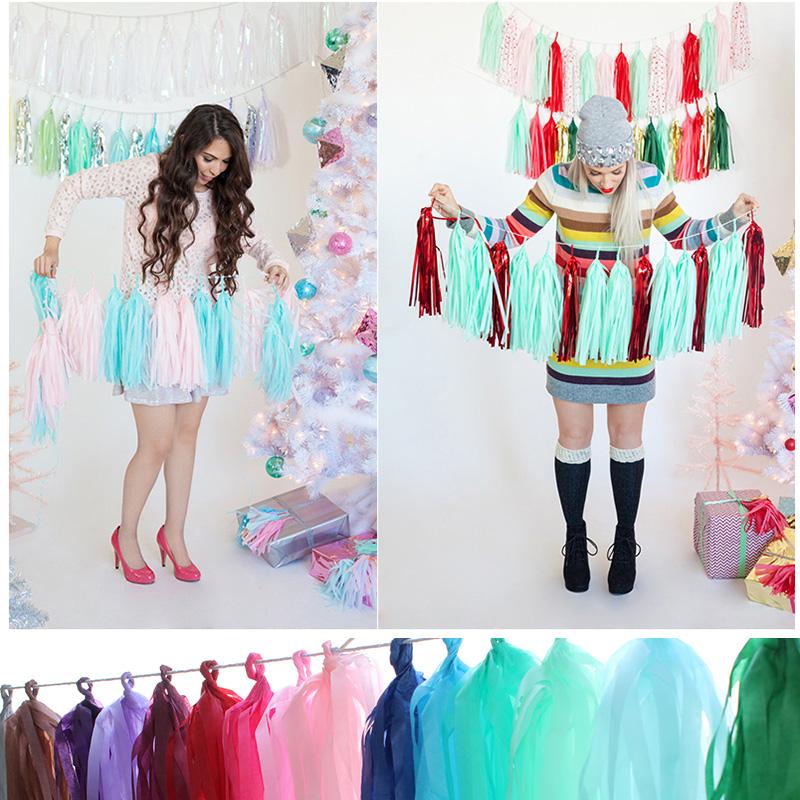 Wedding Party Decoration Color Paper Tassel Garland Bride To Be Birthday Decor Baby Shower Girl Slingers Mermaid Party Supplies