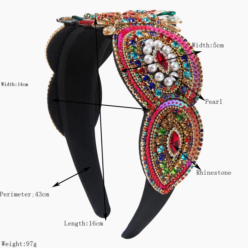 Hochwertiges Barock-Stirnband Strass Perle Pailletten Haarschmuck für Damenparty Glänzendes Haarband Haarreif Mädchen Kopfschmuck