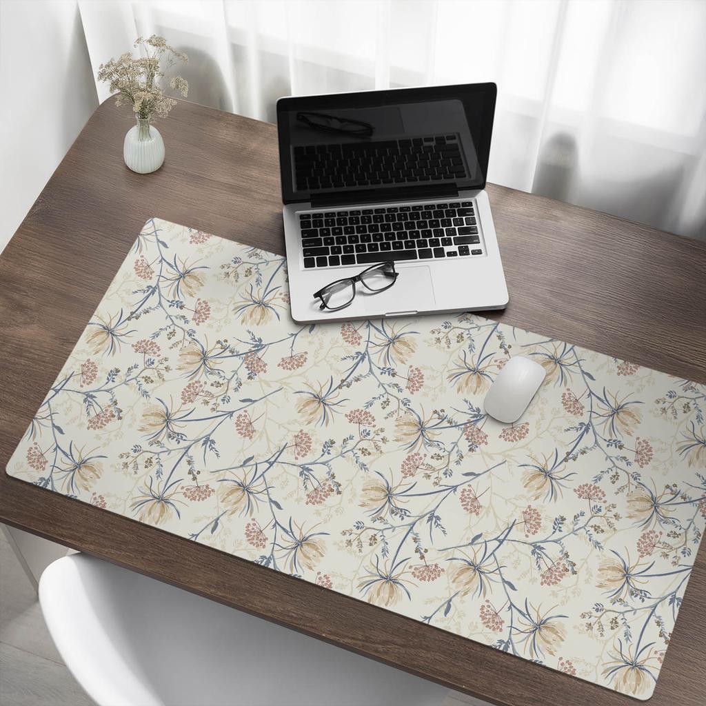 Desk Mat With Graphics For Home And Office Floral Vintage Pattern 120X60 Cm