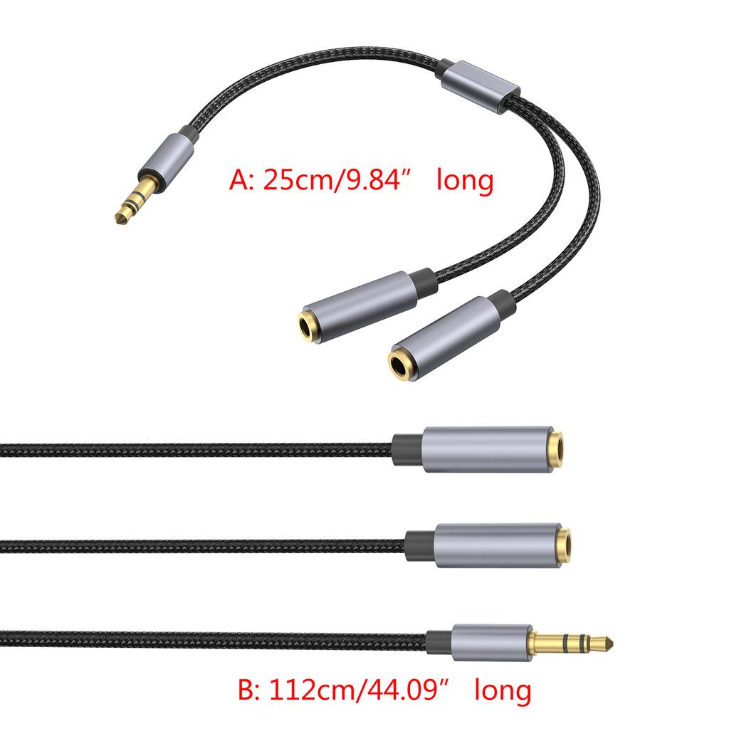 Earphone Splitters Cord Aux Y Splitters for Tablets Gold-Plate Connectors for Accurate Data Transmission Headphone Cord