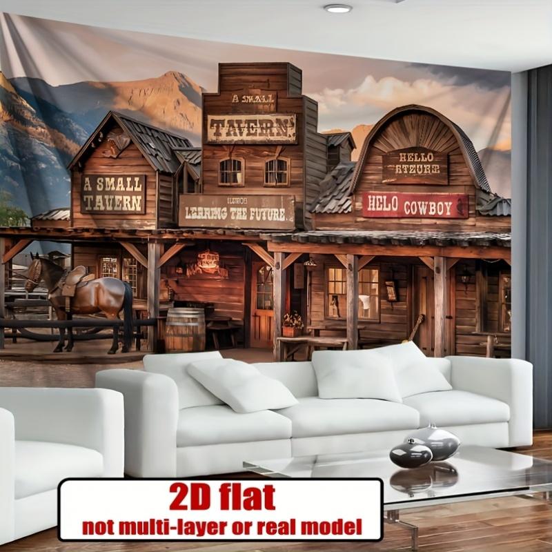 American Western Cowboy Style Decorative Tapestry Retro Game Room Atmosphere Decoration Background Retro Wild Style Props