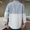 Spring Fall Men Shirt Turn-down Collar Printed Colorblock Button-down Cardigan Loose Streetwear Young Cargo Style Shirt Coat
