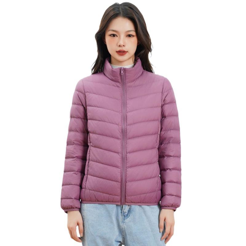 Women's new national standard 90 down simple down solid color women's stand-up collar women's clothing light down jacket women