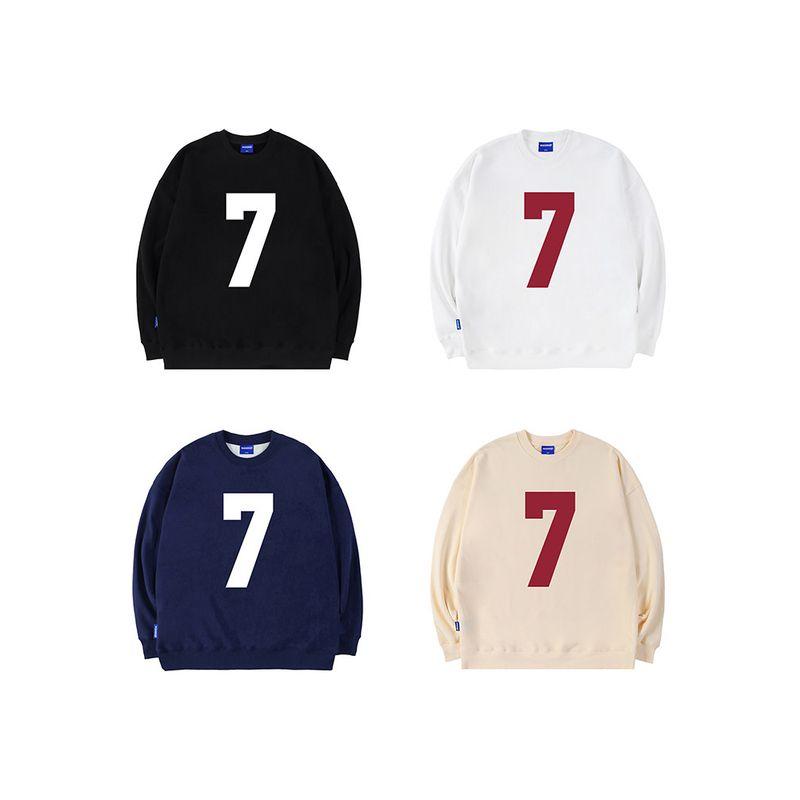 Heods Large Size 7 Crew Neck Sweatshirt for Men, No Hood, Trendy Brand Pullover, American Style, Heavyweight, Loose Fit Top for Autumn and Winter