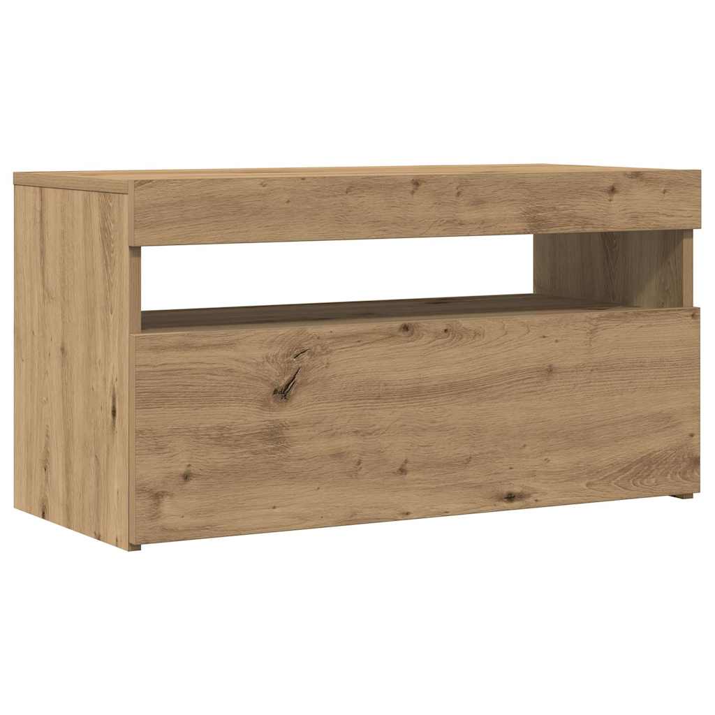 Vidaxl Szafka Pod Tv Z Oświetleniem Led, Dąb Artisan, 75X35X40 Cm