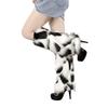 Women Harajuku Furry Leg Warmer Fall Winter Gothic Colorblock Dots Faux Fur Plush Boot Cover Cuffs Cosplay Fuzzy Socks