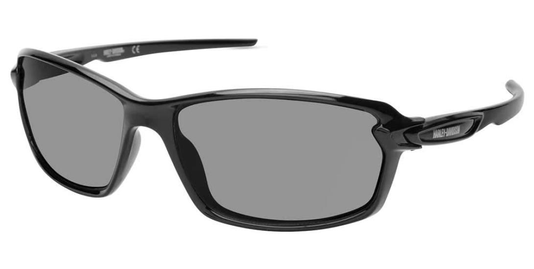 Harley-Davidson Men s Rectangular Sunglasses with Smoke Gray Lenses and Shiny Black Frame