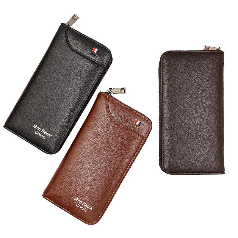 Men's Casual Leather Clutch Wallet - Large Capacity, Multifunctional, Zip Closure Business Fashion Accessory
