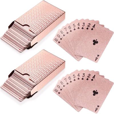 Гральні карти Bestmaple 54 Пластикові Чорні Гральні карти Магічні Гральні карти Вечірка Водонепроникні Золота фольга Покерні карти Крутий перехід Міцні (Рожеве золото)