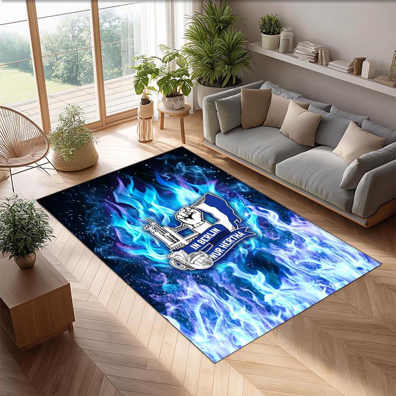 Hertha Bsc FC Soccer Football Pattern Soft Area Rug Non Slip Indoor Floor Carpet Sports Decor Mat for Bedroom