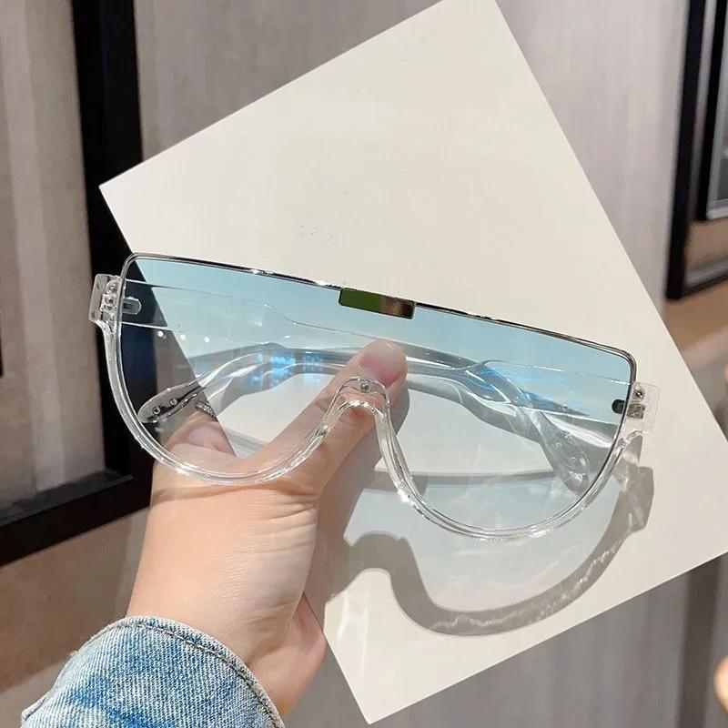 Monoblock Semi-round Sunglasses Half Frame Outdoor Oversized Sun Glasses Designer Goggle Shades for Women & Men