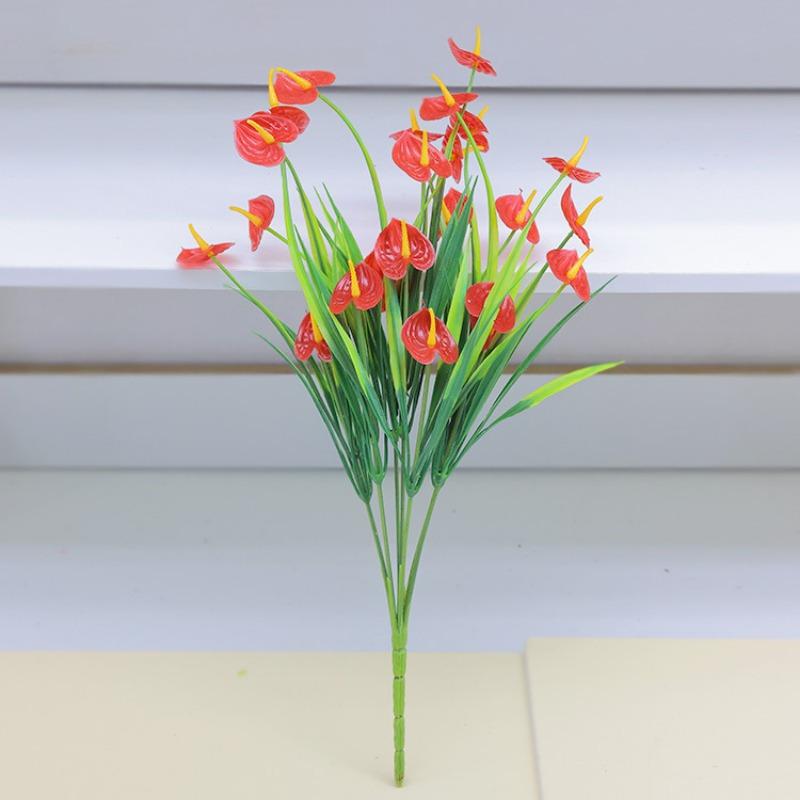 2pcs Artificial Flowers Plastic Fake Bouquets Dining Table Indoor Desktop Ornaments Home Decor Wedding Party Table Centerpiece