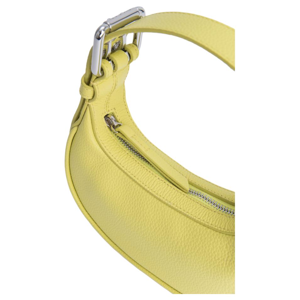 By Far Mini Soho Solid Color Zipper Closure Pebbled Leather Shoulder Tote Bag Small Women handbags Yellow-Apple 23SSMNSSAPLSGCSMA