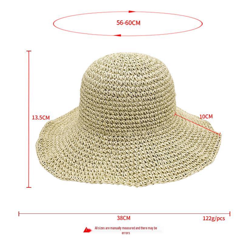 2023 Hopfällbar Stråhatt: Solskydd för kvinnor med ihålig design, stor brätte, sommarstrandssolskydd