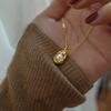 Copper-Plated Gold Pendant with Irregular Ingot and Pea Pearl - Elegant High-End Style Accessory
