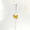Butterfly glass straw, color transparent elbow, high temperature resistant and environmentally friendly coffee juice drinking straw