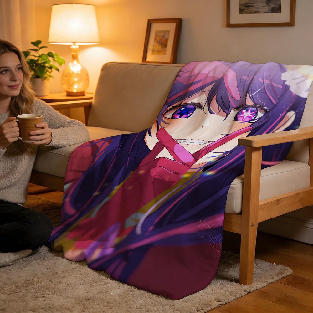 Throw High-Density Short Plush Blanket For Sofa Nap Air-Conditioned Room Soft Skin-Friendly Anime Oshi No Ko Hoshino Ai