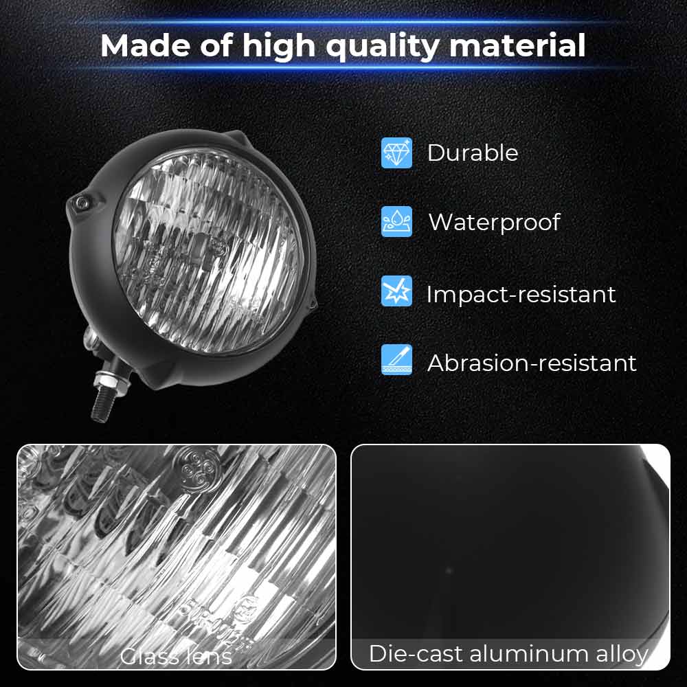 Motorcycle 4.5 inch Retro Headlight H4 Accessory Fit For Harley Kawasaki Honda Yamaha Suzuki Chopper Cafe Racer Bobber Cruiser