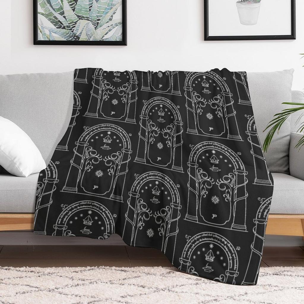 Doors Of Durin (Light) Throw Blanket Cozy Home Blanket Gift for Christmas Holiday