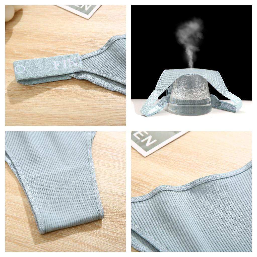 FINETOO Cotton Thongs for Women Sexy Panties Underwear Solid Color Intimates Lingerie