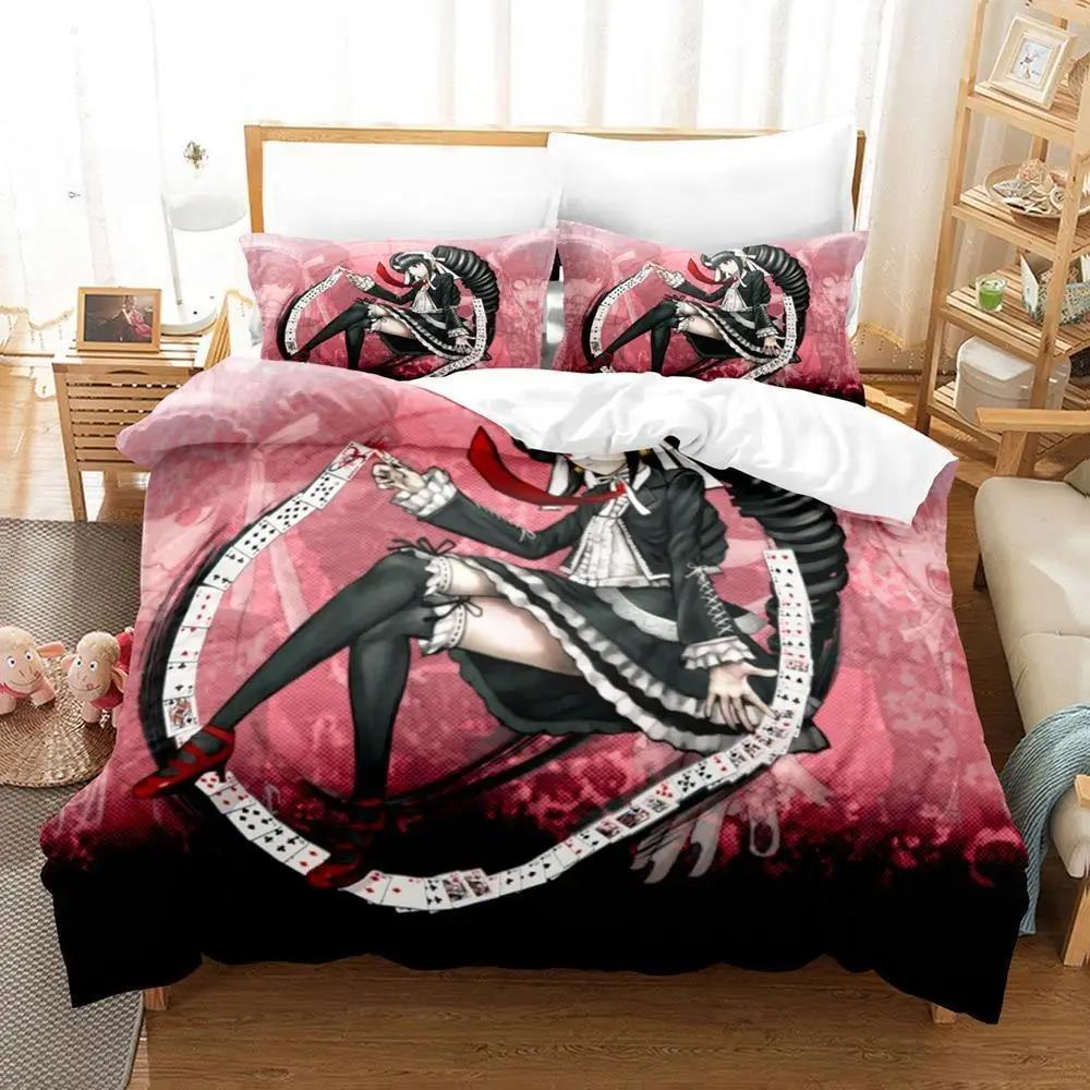 Mode Anime Danganronpa Bettwäsche-Set Bettbezug Bettdecke Bettset Steppdecke Kissenbezug King Queen Twin Size Jungen Mädchen Erwachsene