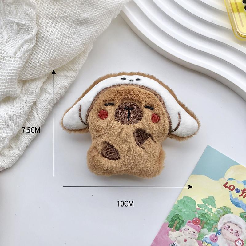 Cute Capybara Animal Plush Doll Brooch Fluffy Soft Stuffed Clothes Badge Pins Backpacks Decoration Accessories