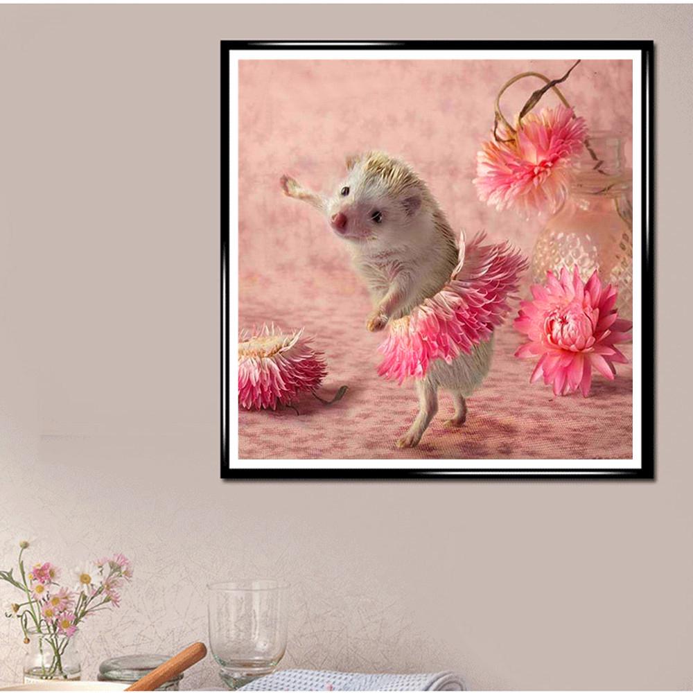 5D Diamond Embroidery Flowers Hedgehog DIY Diamond Painting Cross Stitch Diamond Rhinestones Decor Painting