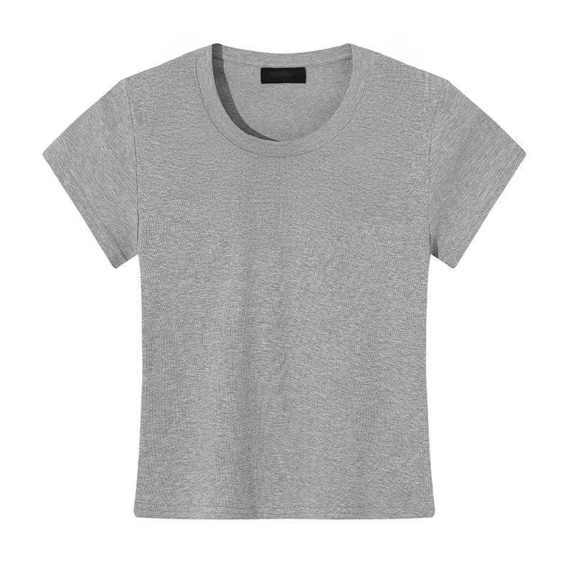Short-sleeved CottonT-shirt 2026 Summer Simple Casual Slim New Plain Round-neck Pullover Basic Style Tops Women's Clothing