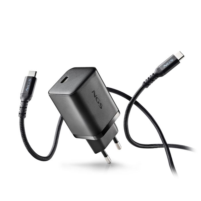 NGS BUD 65W-C : 65W Power Adapter with 1 USB-C Output (PD &; PPS) and 1.5 Meter Cable Included. Compact. GaN. Rapid Charging