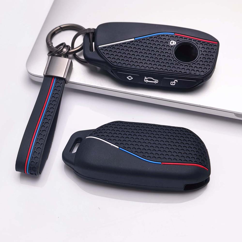 Key Fob Cover for BMW GT New with Keychain Anti-Scratch Guard Shockproof Protection Soft Grip Texture Responsive Button Touch Dust Resistant Cover
