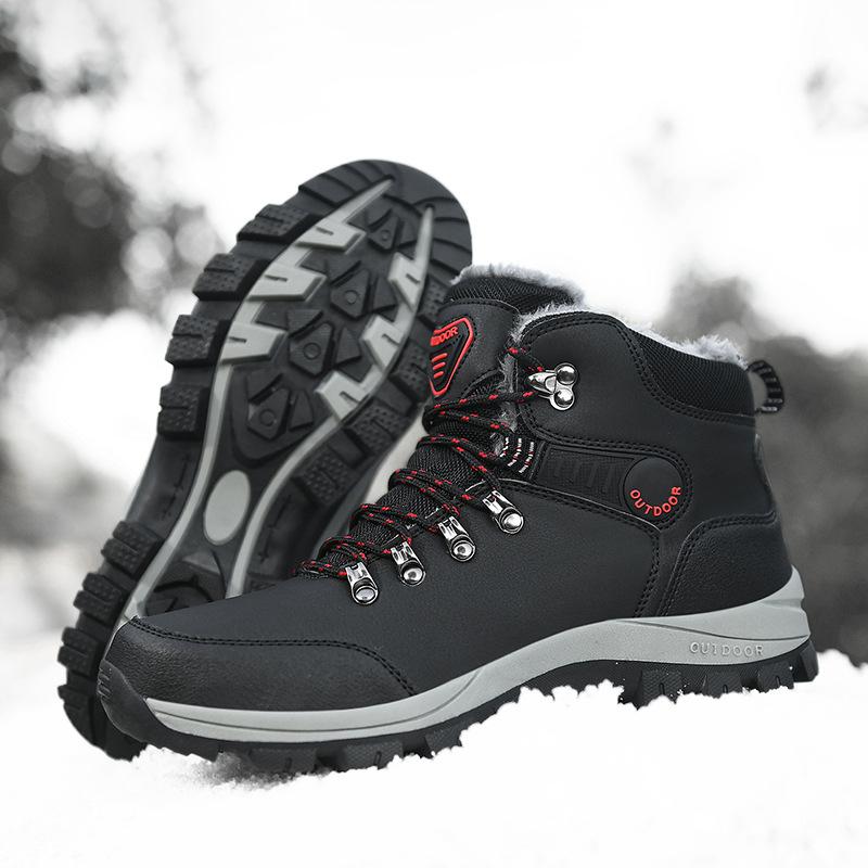 Winter large size velvet thickened warm snow boots outdoor sports men's high-top Northeast large cotton shoes