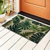 1 Tropical Green Plant Pattern Rectangular Bath Mat- Machine Washable Polyester Non-Slip Backing Soft Plush Texture for Bathroom
