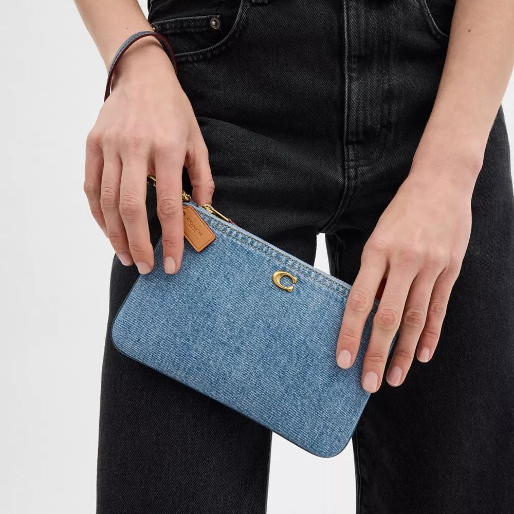 Coach Wristlet 19 Top Zip Denim Clutch Small Women clutch Indigo CS035-B4IN