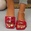 Shoes Female Plus Size Women's Slippers Hot Sale Casual Slippers Women Metal Decoration Square Toe Flat with Women's Sandal