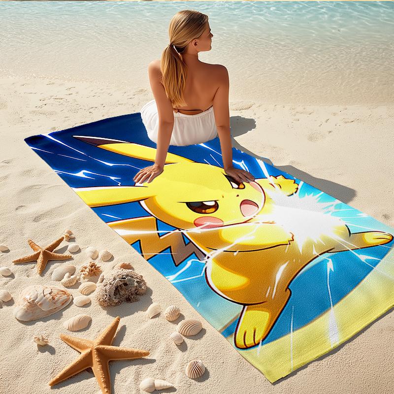 1Pc Pikachu'S Electric Burst Beach Towel, Quick Dry, Multi-Use for Beach Pool Gym Yoga Home Travel, Christmas, Halloween, Xmas Gift M92964