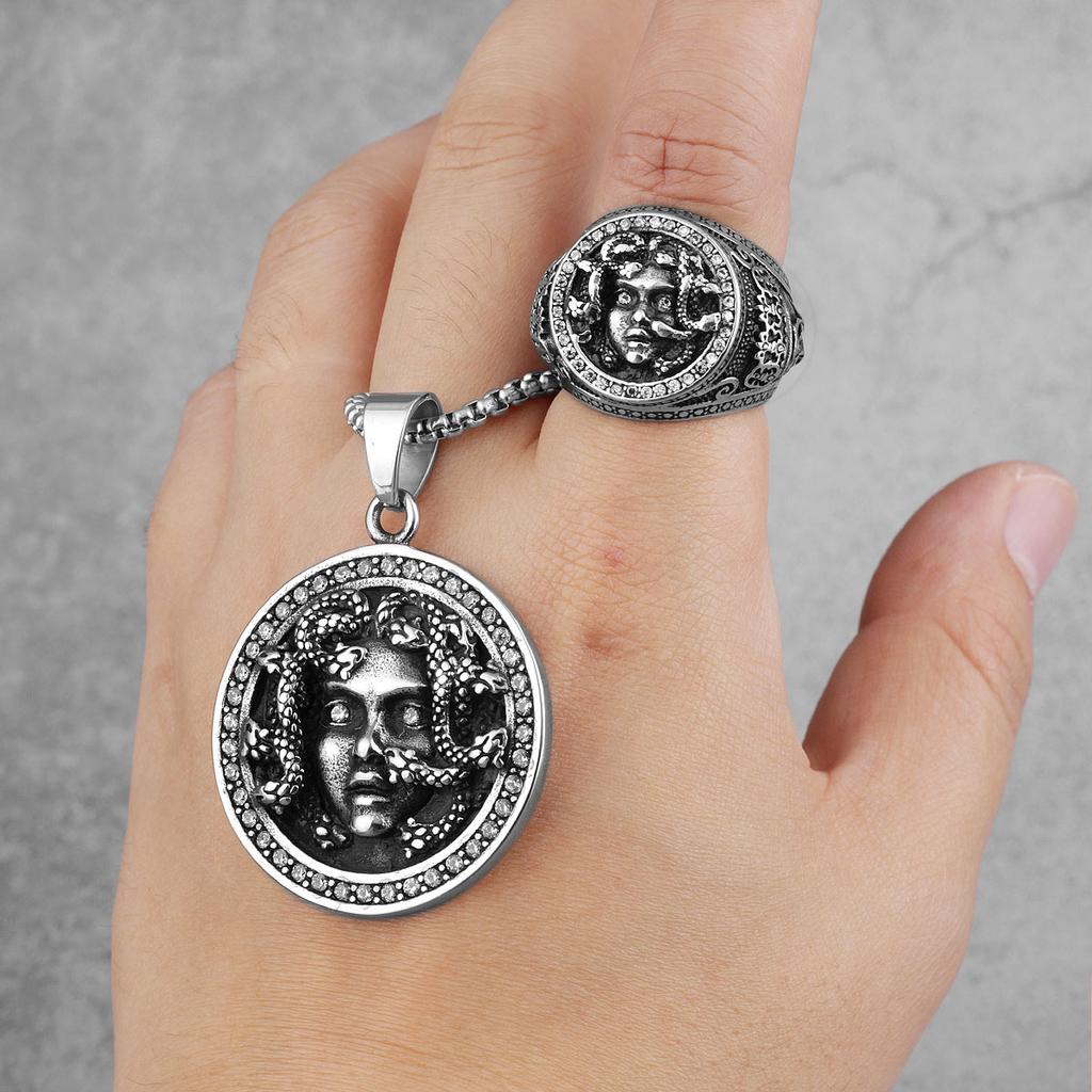 Snake Hair Medusa Banshee Stainless Steel Mens Rings Punk Hip Hop for Male Boyfriend Biker Jewelry Creativity Gift