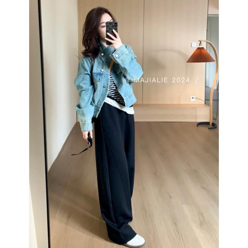 Women's Versatile Denim Short Jacket for Early Autumn