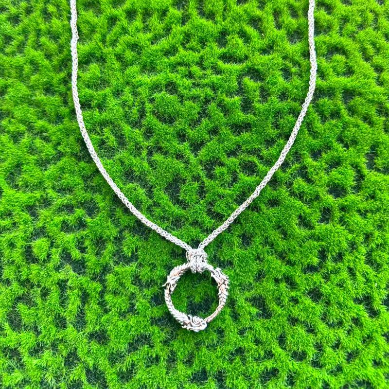 Viking Ouroboros Ring Pendant Necklace - Trendy Retro Jewelry for Parties