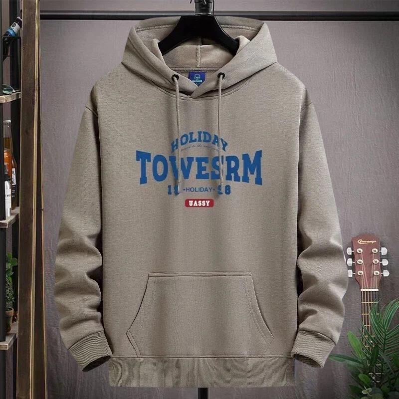 

Men s Trendy Loose-Fit Hooded Jacket - Thickened Velvet for Autumn & Winter 2XL (150-165 pounds)