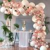 Bruiloft Verjaardag Babyborrel Geslachtsonthulling Decoraties Stofblauw Wit Ballonnenboog Slingerset