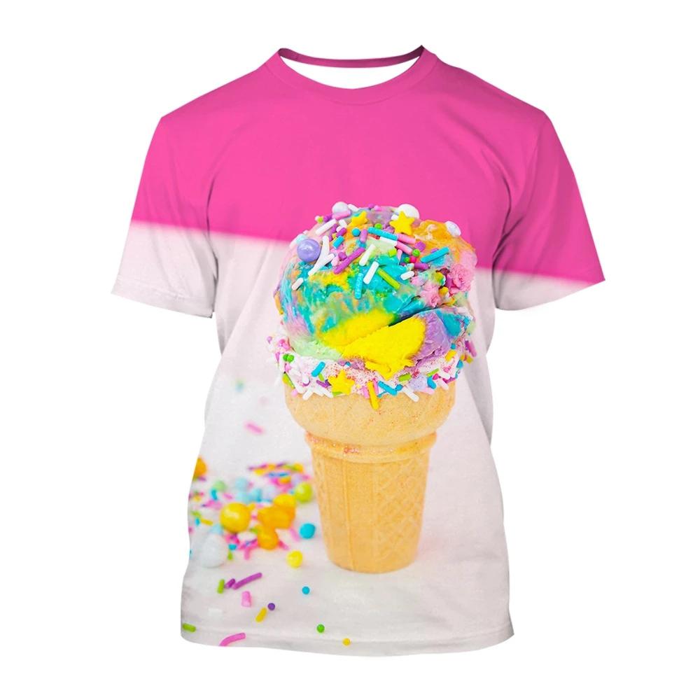 Fashion Ice Cream T-Shirts Summer Novelty Children's T-Shirt Boy Girl Clothes from 5 to 6 Years Tops Round Neck Girls Clothing