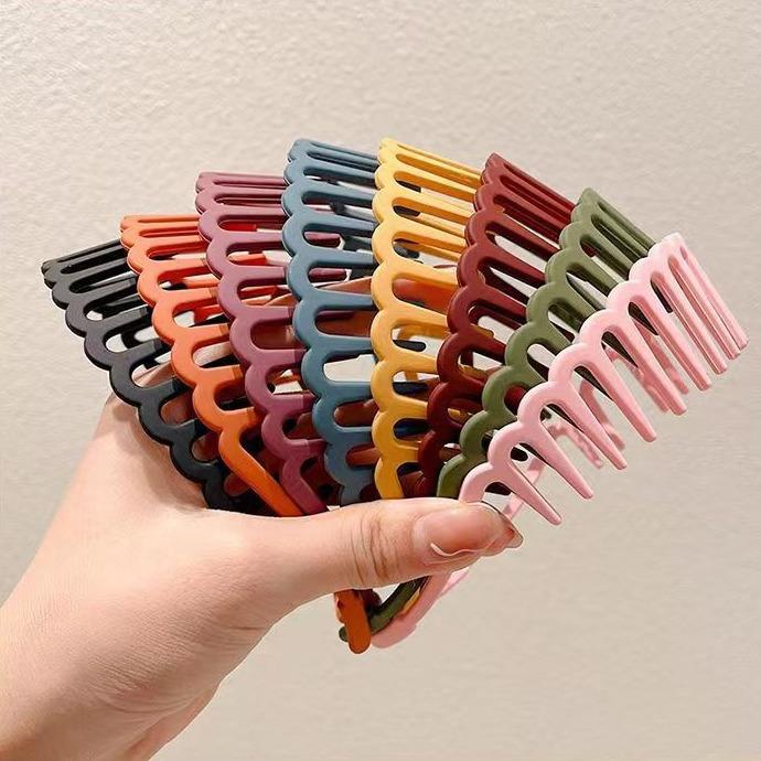 Koreanische Damen Haarkamm Rutschfestes Stirnband Kunststoff U-Form Haarreifen Einfarbig Feste Zähne Haarbänder Kopfschmuck Haaraccessoires