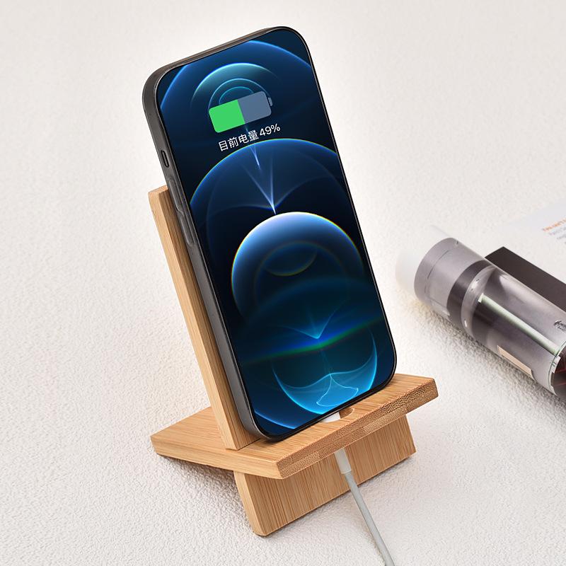 Bamboo Phone & Tablet Holder with Amplifier - Customizable Logo
