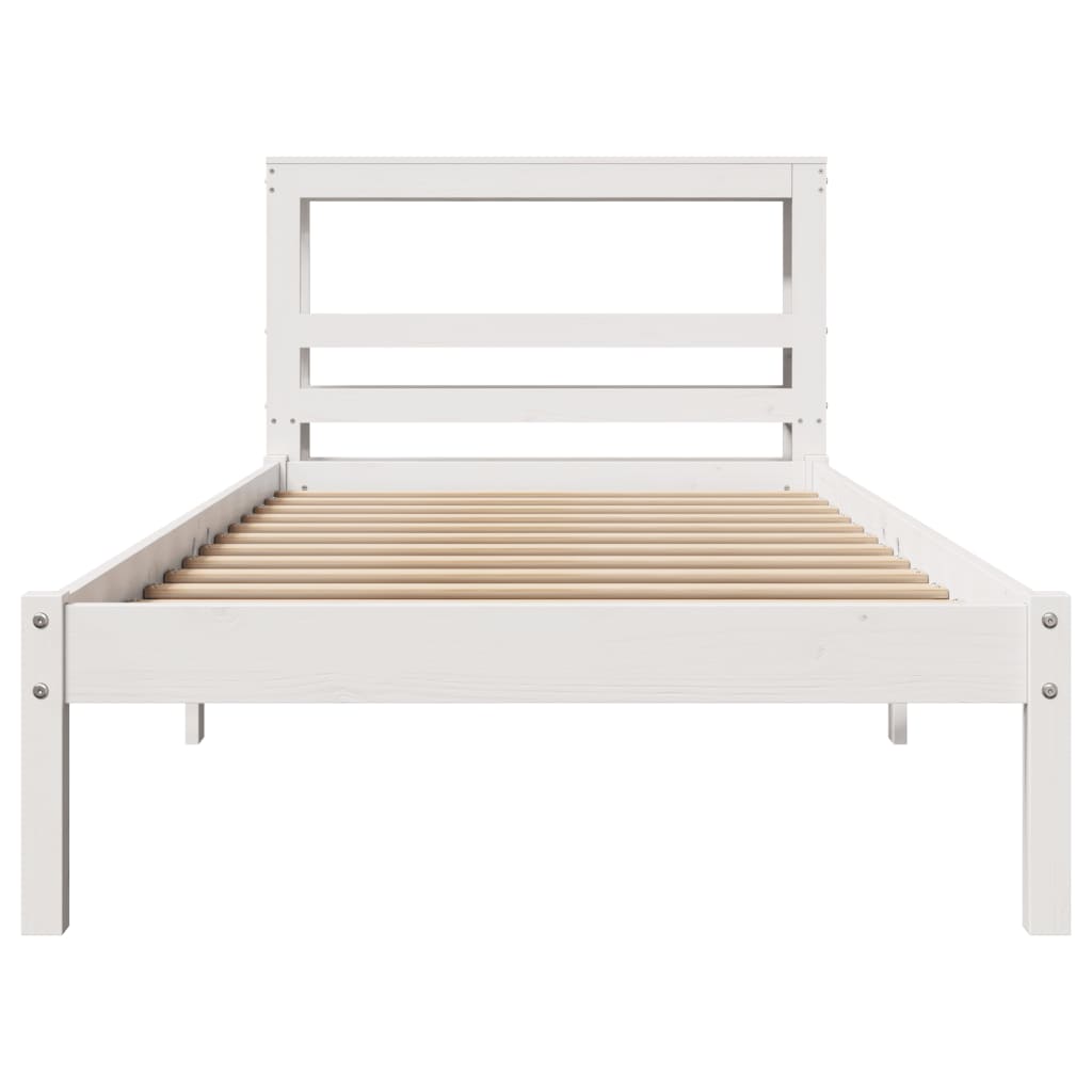 Solid Wood Bed without Mattress White 100x200 cm Pine Wood