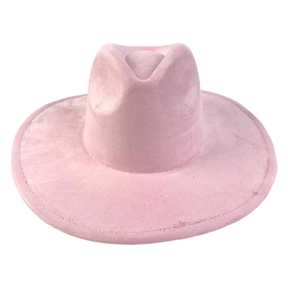 Artificial Suede Western Cowboy Hat Mujer Style Felt Jazz Hats New Roll Brim Cowgirl Cap Men Women