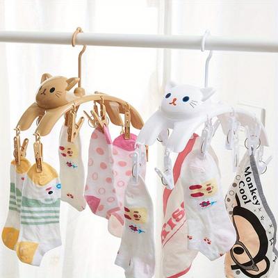 Appendiabiti Gatto con 10 Mollette per Vestiti Clip per Bucato da Interno/Esterno Biancheria Intima Calzini Scaffale Multifunzionale per Stoccaggio e Asciugatura