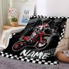 Coperta stampata a tema moto da fuoristrada con nome personalizzato - Perfetta per divano, letto, viaggi e uso all'aperto | Lavabile in lavatrice, accogliente e resistente.
