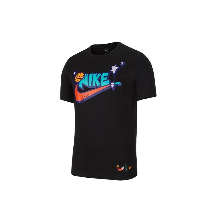 Nike Basketball Logo Alphabet Printing Short Sleeve Men s Black DD9373-010 M