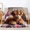 Flannel Throw Blanket Highland Mini Cow HD Digital Print,suitable for sofas,beds,offices,travel,camping chairs,warm blanket Gift